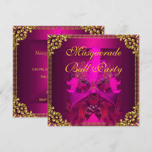 Invitation Masque de bal masqué Masks Or Rose Profond Or