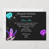Invitation Masque de Bal Masqué Masques Violet Bleu Turquoise (Dos)
