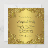 Invitation Masque de bal masqué noir et or (Dos)