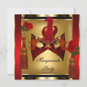 Invitation Masque de bal masqué Rose Or Rouge Noir