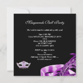 Invitation Masque de bal masqué Rose Violet Noir (Dos)