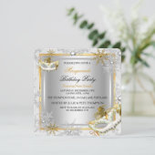 Invitation Masque de Bal Or Argent Flocons de Neige Masques F (Debout devant)