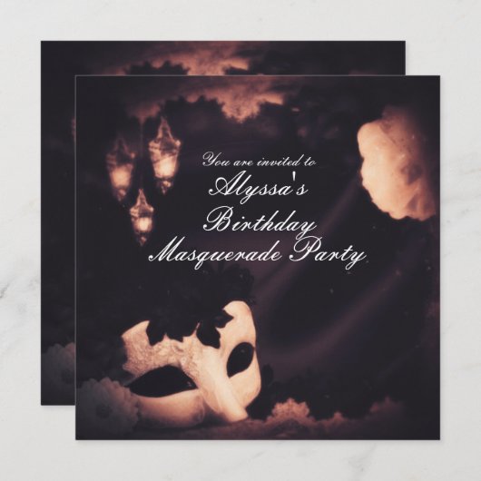 Invitation Masque de Bal Vintage Élégant (Devant / Derrière)