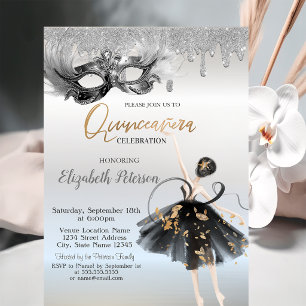 Invitation Masque de Ballerine Pailleté Gouttes de Verre Arge