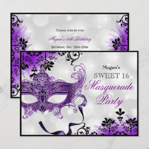 Invitation Masque de bijou & Damassé Mascarade Violet Sweet 1