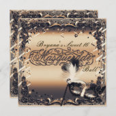 Invitation Masque de bronze et de crème Mascarade Masque Élég (Devant / Derrière)