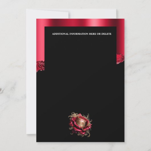 Invitation Masque de carnaval en or rouge noir (Dos)