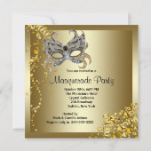 Invitation Masque de confettis argent or soirée masquée (Dos)