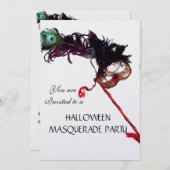 Invitation Masque de déguisement HALLOWEEN, glace blanche (Devant / Derrière)