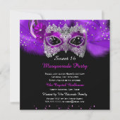 Invitation Masque de dentelle étincelante Purple Masquerade S (Devant)