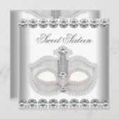 Invitation Masque de diamants blancs doux 16 Sweets sixteens (Devant / Derrière)