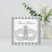 Invitation Masque de diamants blancs doux 16 Sweets sixteens (Debout devant)