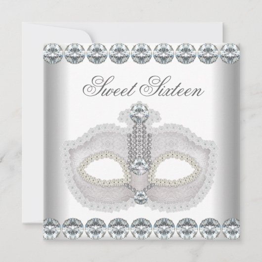 Invitation Masque de diamants blancs doux 16 Sweets sixteens (Devant)
