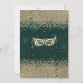 Invitation Masque de diamants dorés modernes Green Quinceañer (Dos)