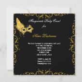 Invitation Masque de fête costumée Or Noir Jaune (Dos)