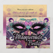 Invitation Masque de Fête Glamour avec Cils (Devant / Derrière)