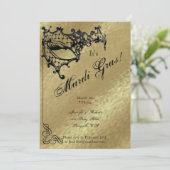 Invitation Masque de Filigree sur Gold Mardi Gras Party (Debout devant)