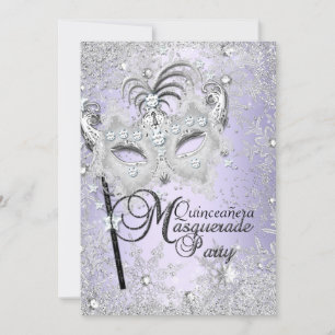Invitation Masque de flocon de neige pourpre Quinceanera