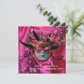 Invitation MASQUE DE JESTER DE FUCHSIA ROUGE NOIR, Balle Masq (Debout devant)