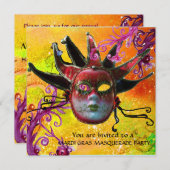 Invitation MASQUE DE JESTER ROUGE NOIR, Champagne de la Masqu (Devant / Derrière)