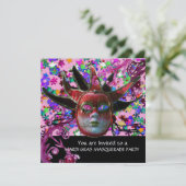 Invitation MASQUE DE JESTER ROUGE NOIR, Fête Mascarade Ice Me (Debout devant)