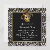Invitation Masque de léopard noir et or pour soirée masquée (Dos)