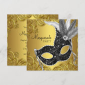 Invitation Masque de l'or noir Soirée masquée (Devant / Derrière)