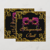 Invitation Masque de l'or noir Soirée masquée (Devant / Derrière)