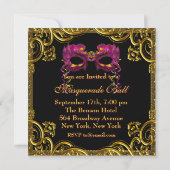 Invitation Masque de l'or noir Soirée masquée (Dos)