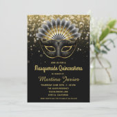 Invitation Masque de luxe pour Quinceañera 15e anniversaire (Debout devant)