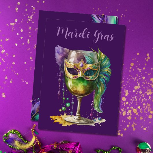 Invitation Masque de Mardi Gras violet