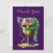 Invitation Masque de Mardi Gras violet (Devant)
