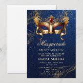 Invitation masque de mascarade or (Devant / Derrière)