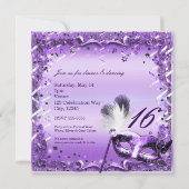 Invitation Masque de Mascarade Violet Élégant Bal Fête (Dos)