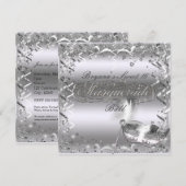 Invitation Masque de masquerade argentée Élégant bal Fête d'a (Devant / Derrière)