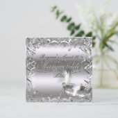 Invitation Masque de masquerade argentée Élégant bal Fête d'a (Debout devant)