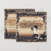 Invitation Masque de masquerade Bronze & Crème, Élégant Bal d (Devant / Derrière)