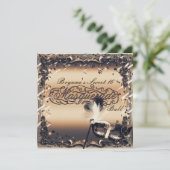 Invitation Masque de masquerade Bronze & Crème, Élégant Bal d (Debout devant)