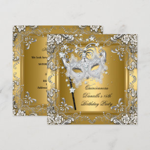 Invitation Masque de masquerade d'anniversaire 15 ans Quincea