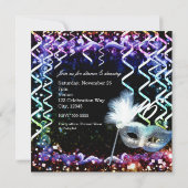 Invitation Masque de masquerade de lueur de arc-en-ciel Fête (Dos)