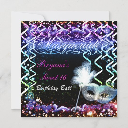 Invitation Masque de masquerade de lueur de arc-en-ciel Fête (Devant)