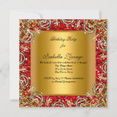 Invitation Masque de masquerade Masque doré Paillettes Rouge (Dos)