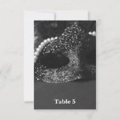 Invitation Masque de masquerade noir et blanc perles numéro d (Devant)