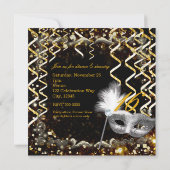 Invitation Masque de masquerade or et argent Fête d'anniversa (Dos)