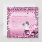Invitation Masque de masquerade rose élégant pour bal (Dos)