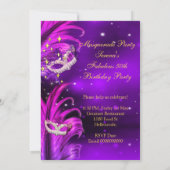 Invitation Masque de masquerade rose violet pour un anniversa (Dos)