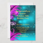 Invitation Masque de masquerade sarcelle violet rose Annivers (Dos)