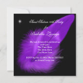 Invitation Masque de masquerade Sweet 16 Violet Blanc Plume (Dos)