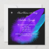 Invitation Masque de masquerade Sweet 16 violet sarcelle noir (Dos)