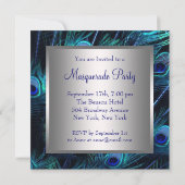 Invitation Masque de paon bleu sarcelle Fête masquée (Dos)